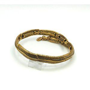 Vintage Bracelet Feather design wrap style brushed gold finish by Alex & Ani